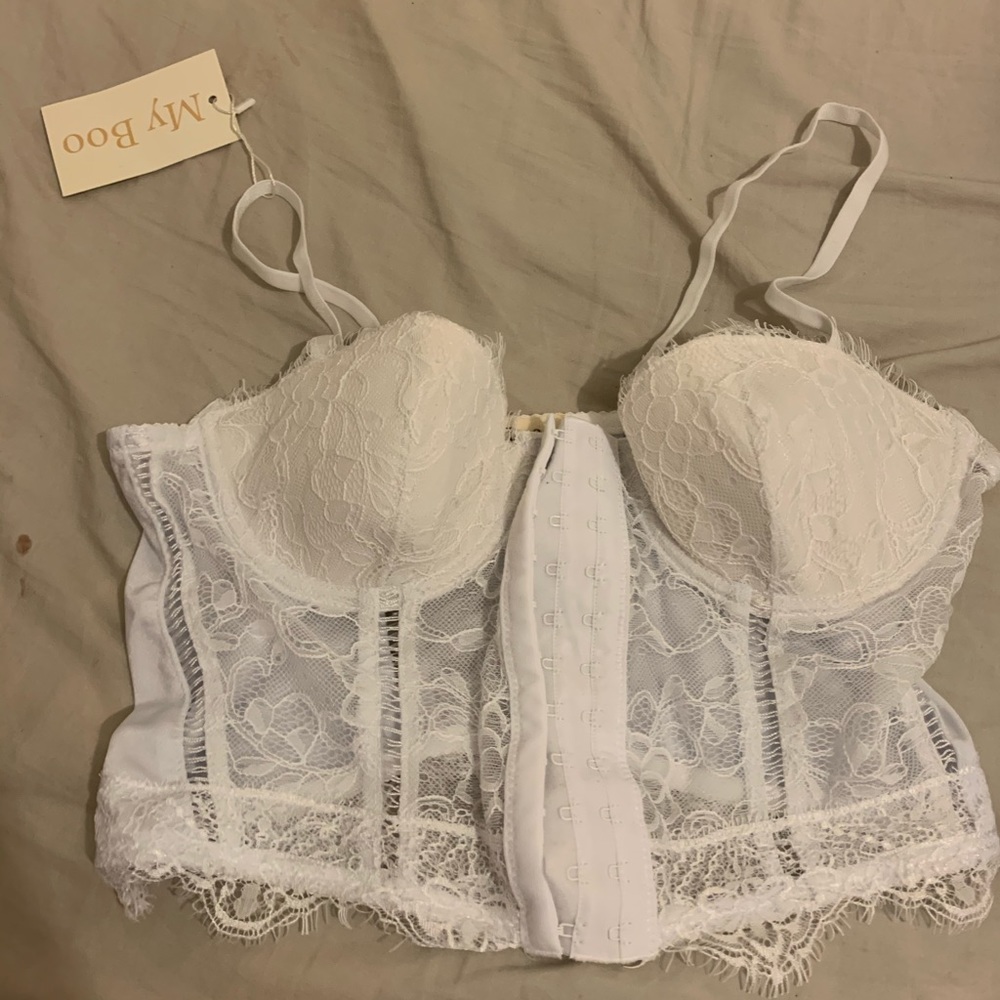 white lace bustier